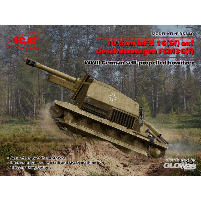 10,5 cm leFH 16 (Sf) auf Geschutzwagen FCM36 (f), obusier automoteur allemand de la Seconde Guerre mondiale