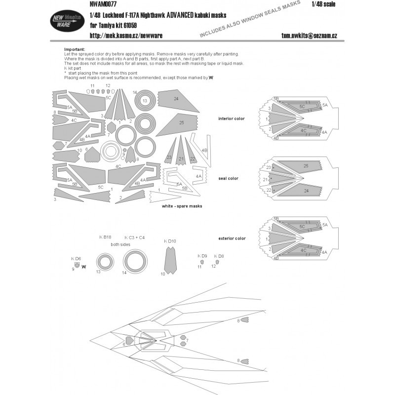 Accessoire Lockheed F-117A Nighthawk ADVANCED (conçu pour être utilisé avec les kits Tamiya)