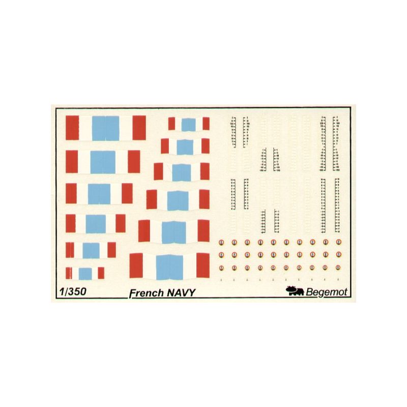 Décalcomanie Réimprimé ! Drapeaux et marques de la marine française.