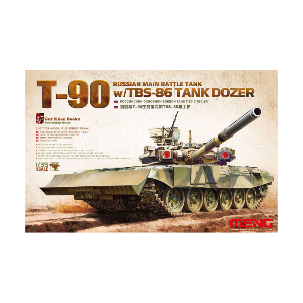 Maquette Russian T-90A Main Battle Tank w/ TBS-86 Tank Dozer kit