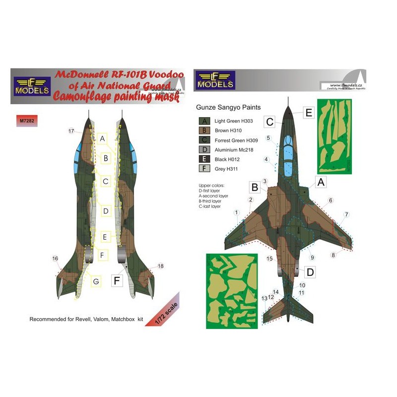 Masque de peinture à motif camouflage McDonnell RF-101B Voodoo Air National Guard (conçu pour être utilisé avec les kits Matchbo