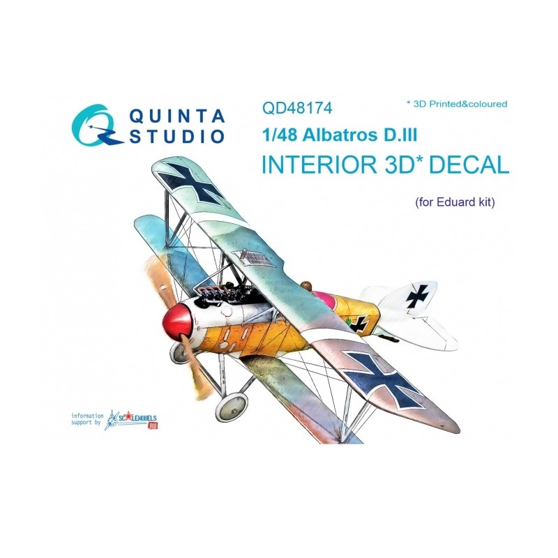 Décalcomanie Albatros D.III Intérieur coloré et imprimé en 3D sur papier autocollant